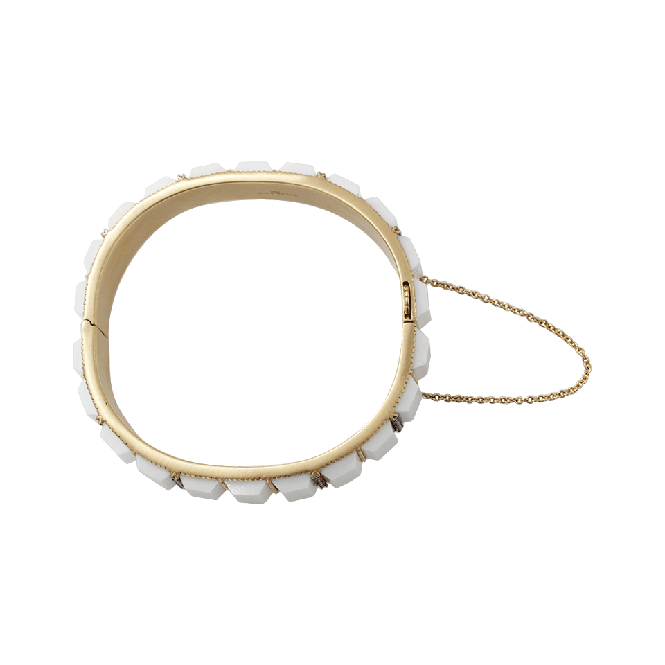 Elegant Cacholong and Diamond Handmade Bracelet for Women