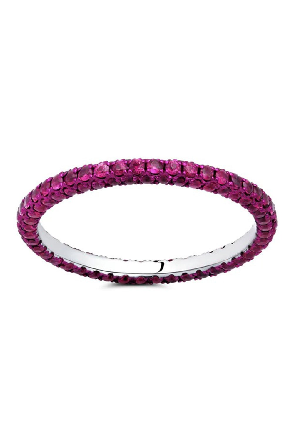 Exquisite 14K White Gold 3 Sided Band Ring with 1.25 Carats of Rubies