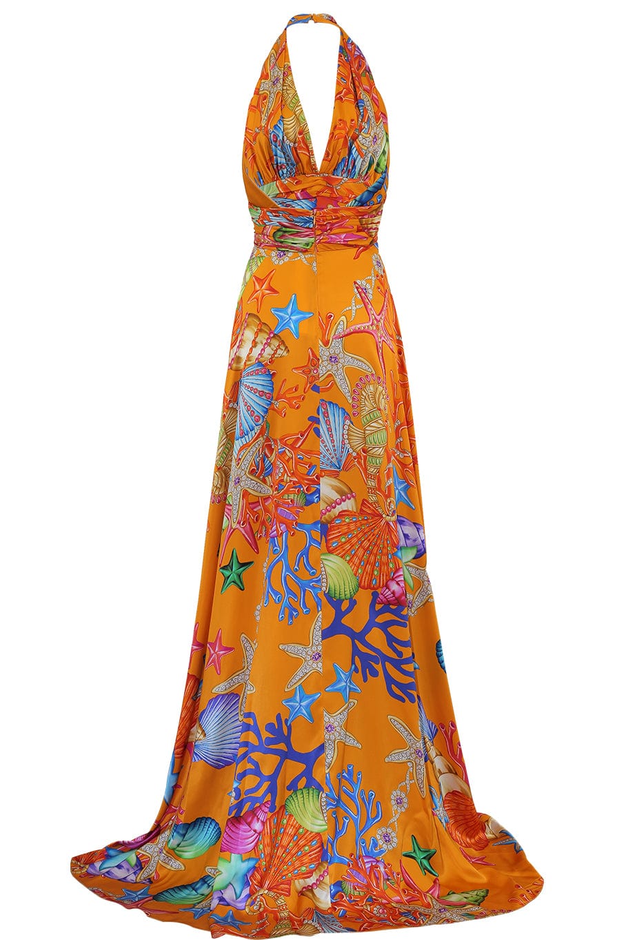 Stunning Amalfi Sea Pattern Halter Evening Gown