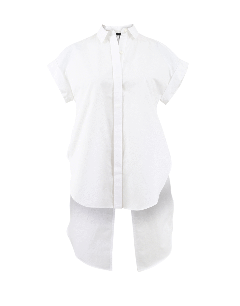 Stylish 100% Cotton USA-Made Ara Tie Back Button-Down Blouse in White