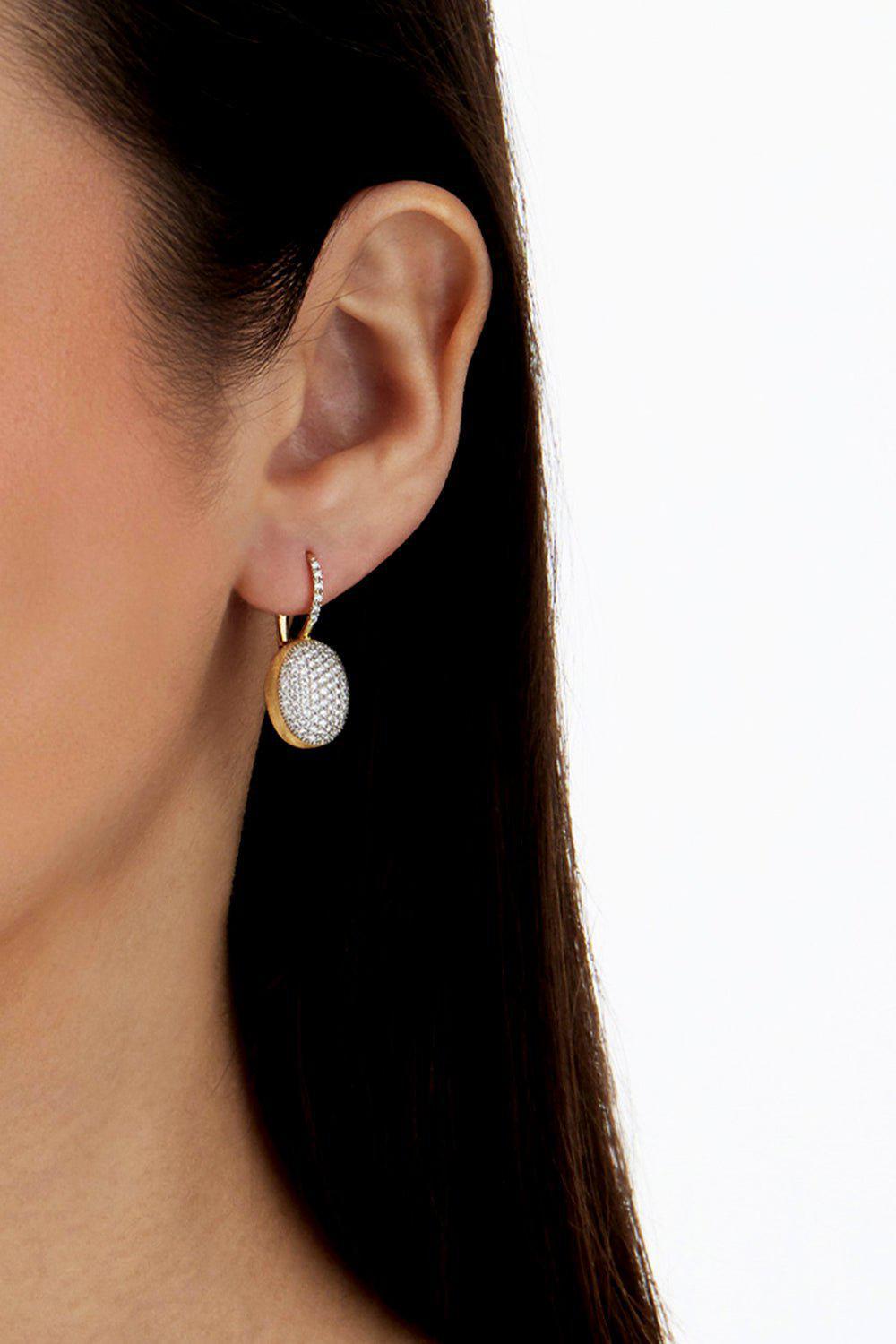 18K Yellow Gold Medium Ciliegine Diamond Drop Ball Earrings