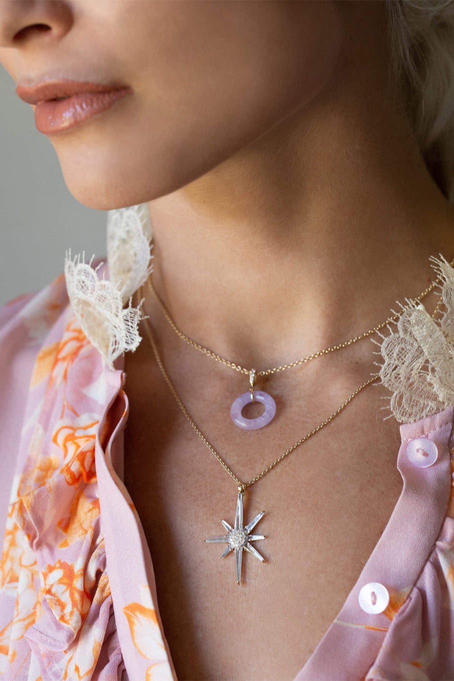 Exquisite 14K Yellow Gold Astraea White Topaz and Diamond Necklace
