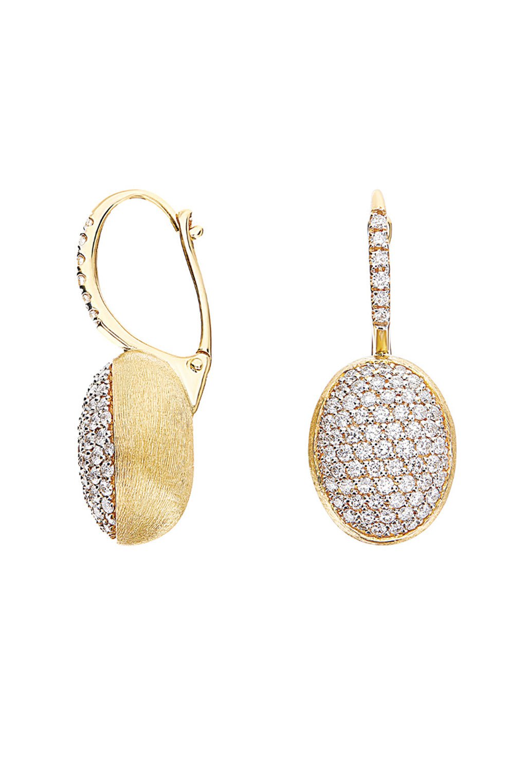 18K Yellow Gold Medium Ciliegine Diamond Drop Ball Earrings