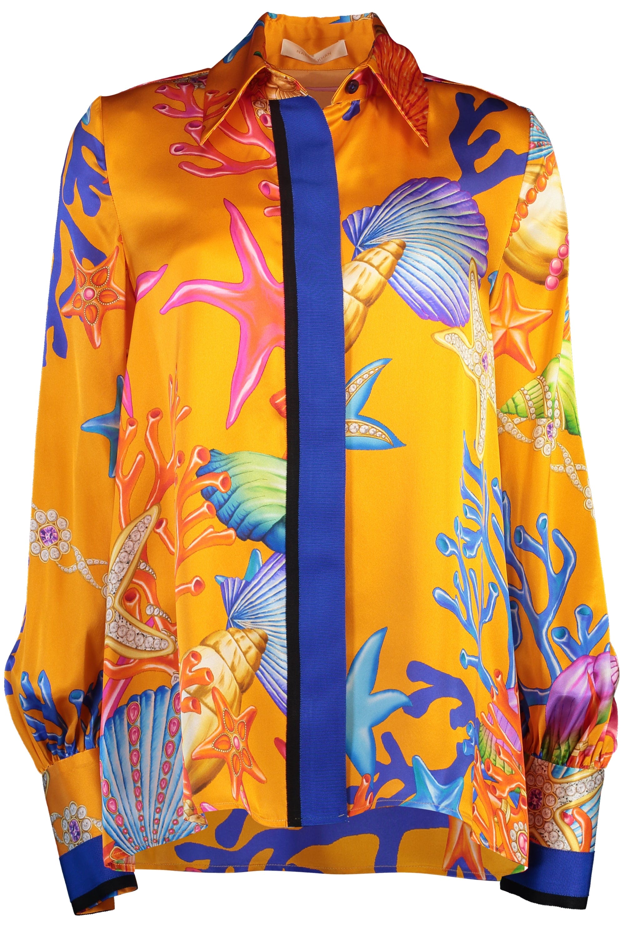 Stylish Orange Multi Amalfi Sea Patterned Silk Men's/Women's Shirt